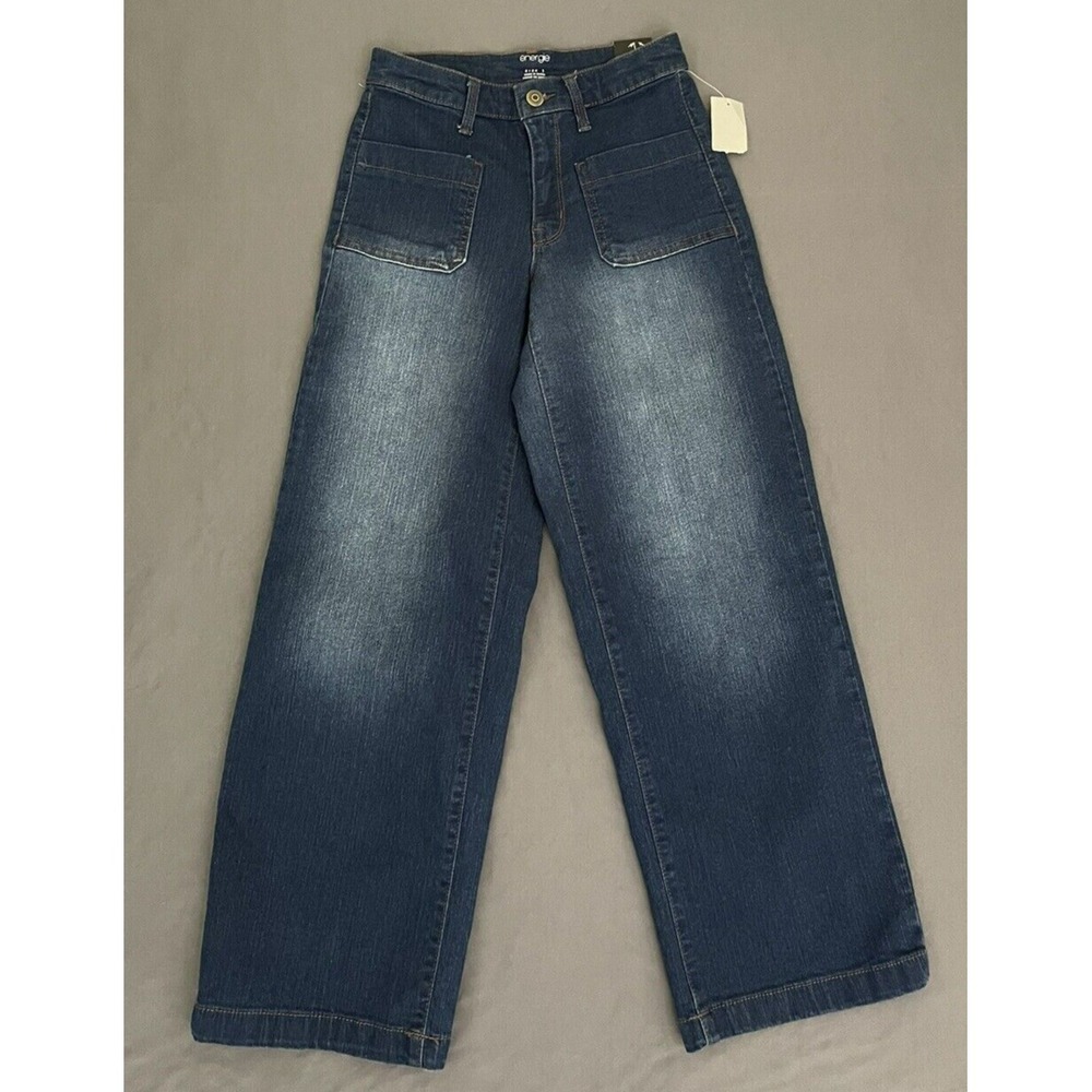 NEW! Energie Women's Blue Jeans Wide Leg Crop Size 1 Pants Jeans